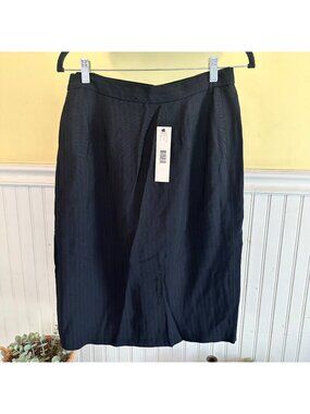 Donna Karen NWT Black Pin stripe midi pencil Skirt 8